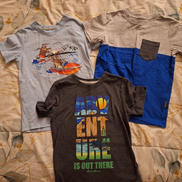 Eddie Bauer Kids Graphic Tee Trio - Blue, Gray, Multicolor - Picture 1 of 4